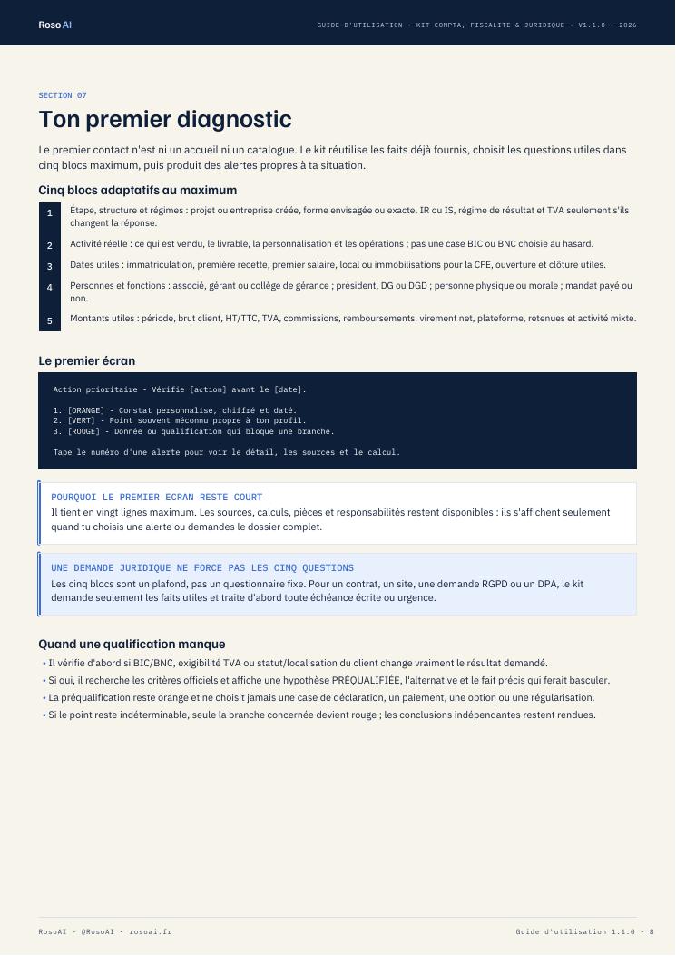 Exemple du premier diagnostic du Kit Agents IA Compta
